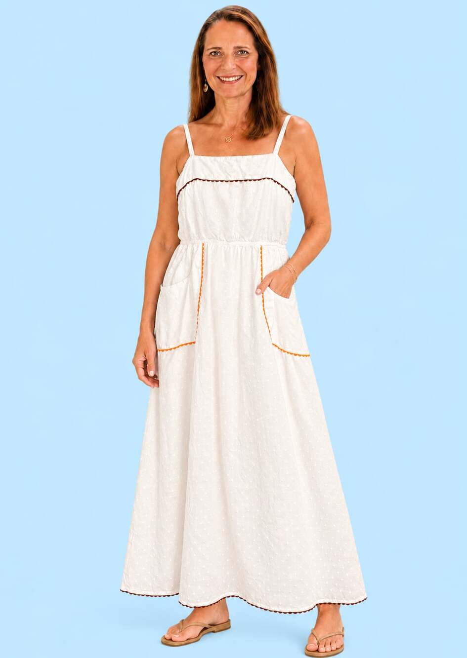 Simply Southern Ricrac Maxi Dress Size M White